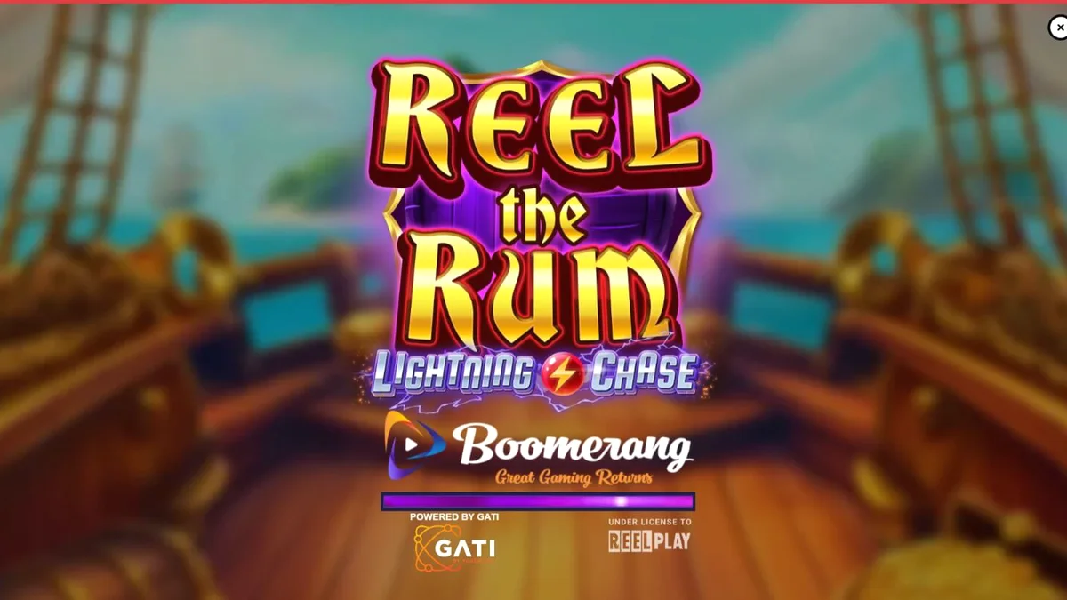 Pemandangan kapal bajak laut di pulau tropis dalam slot Reel the Rum