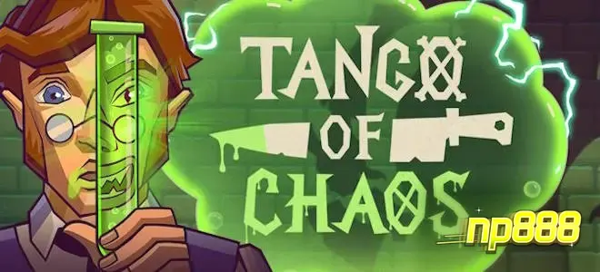 Tampilan visual slot Tango of Chaos dengan elemen laboratorium yang futuristik.